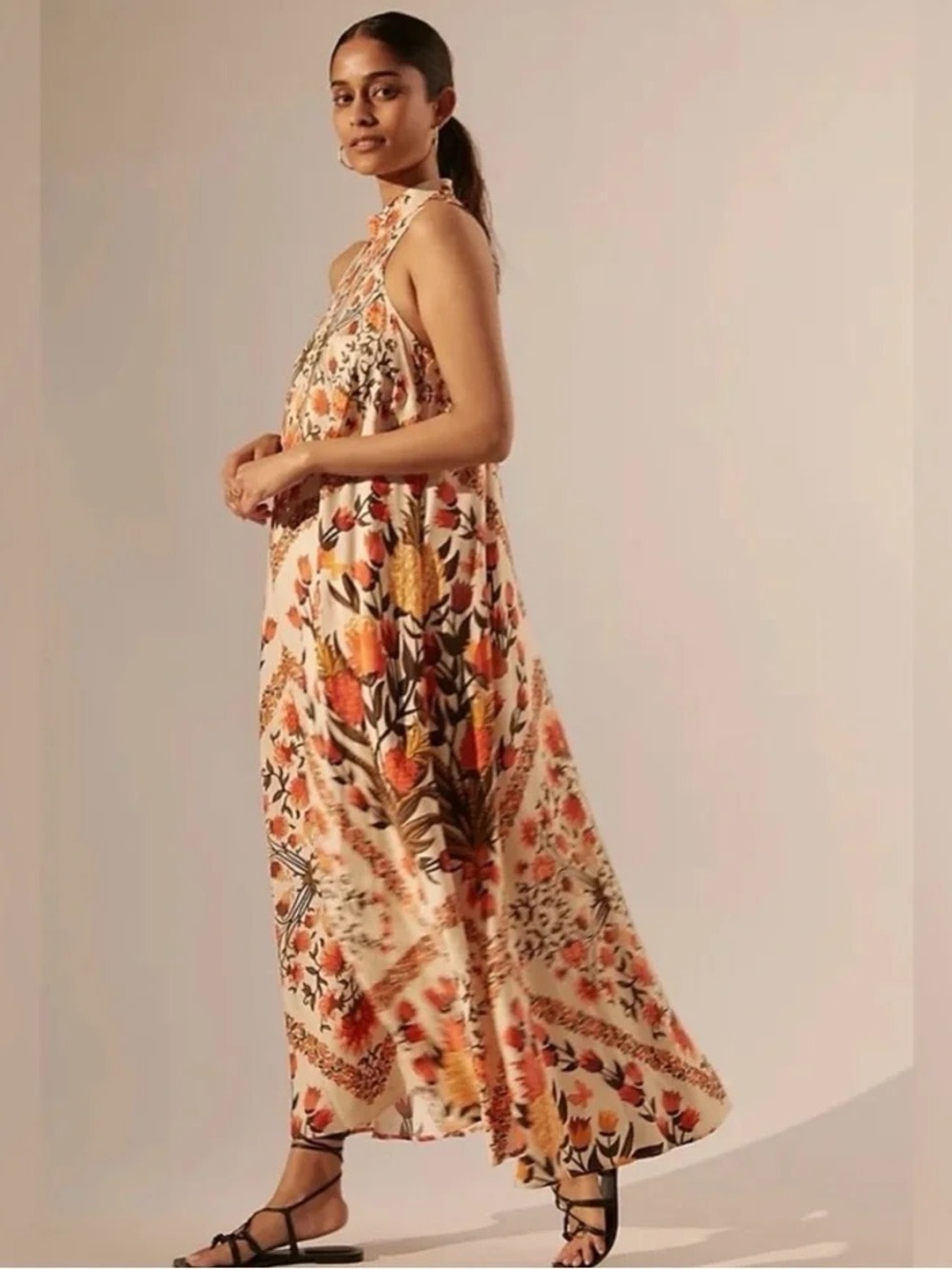 Anthropologie Farm Rio Sleeveless Floral Halter Maxi Dress MP